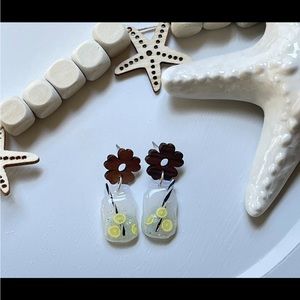 Sparkly lemonade dangle earrings